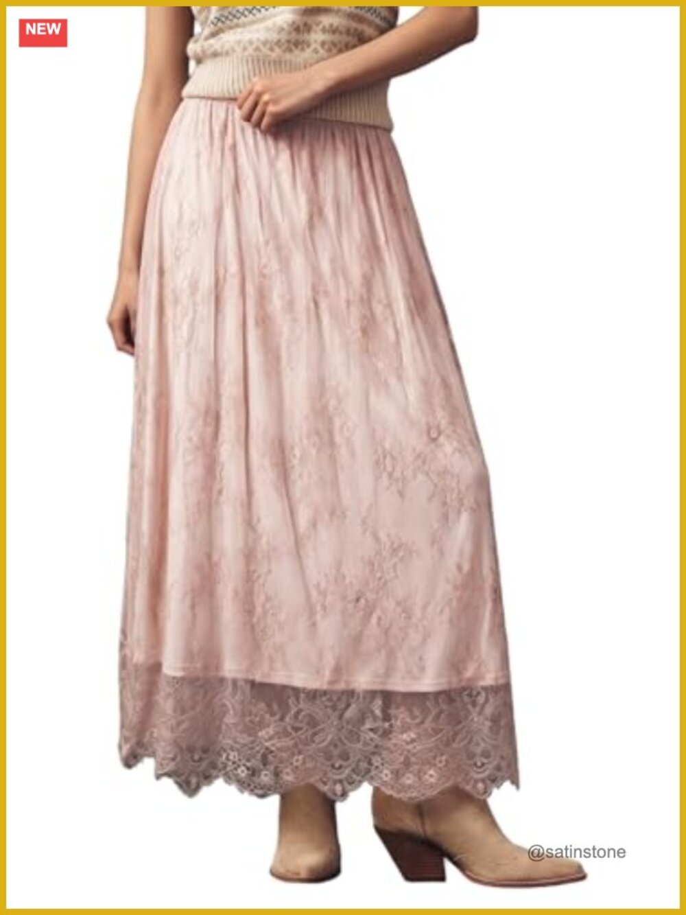Boho Lace Maxi Skirt A-Line Flowy Long Skirt Casual Wedding
